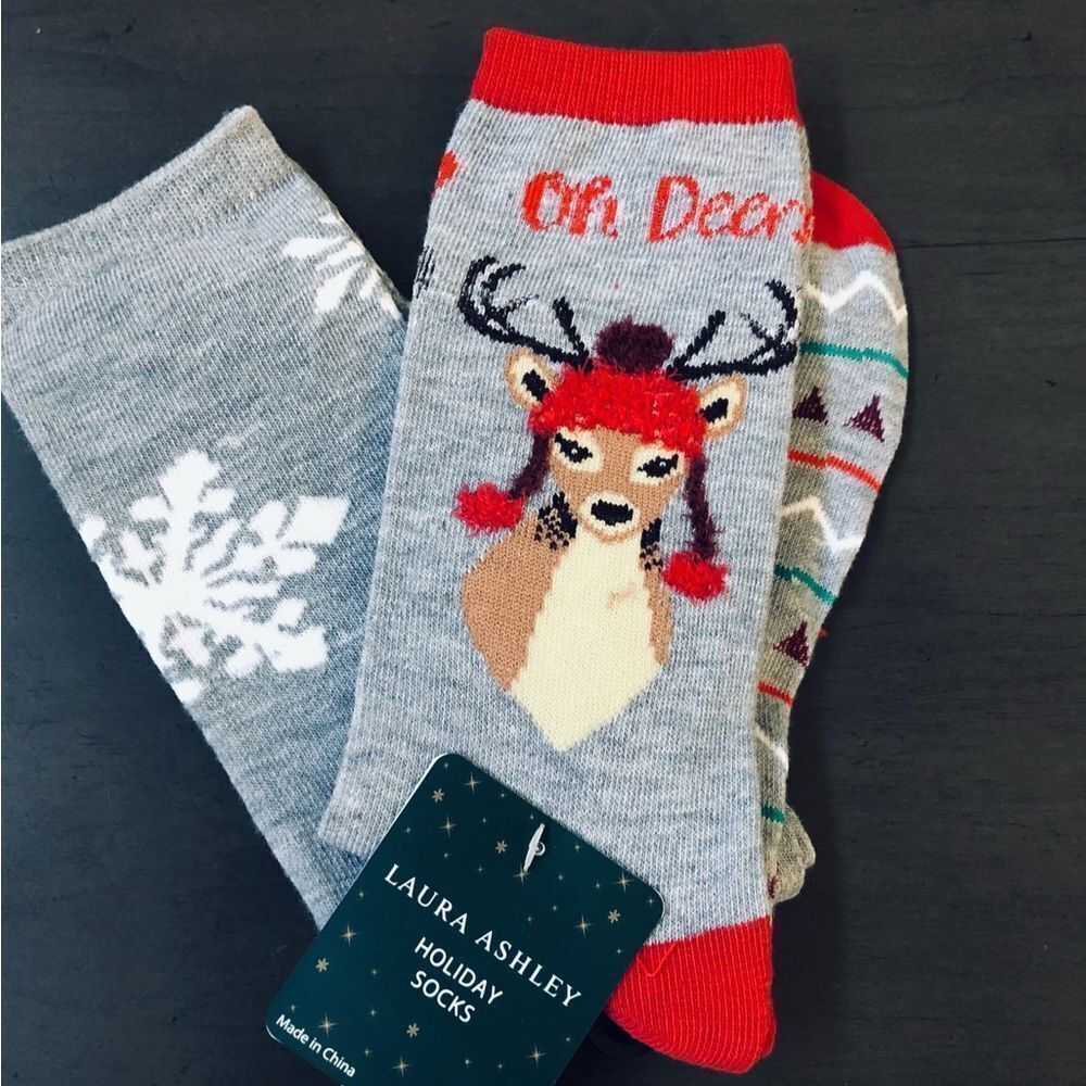 Laura Ashley Reindeer Christmas Oh Deer Holiday Fun Socks Set
